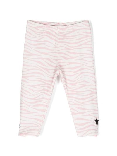 Chiara Ferragni Babies' Eyelike-motif Zebra-print Leggings In Pink