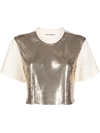 PACO RABANNE CHAINMAIL-PANEL CROPPED T-SHIRT