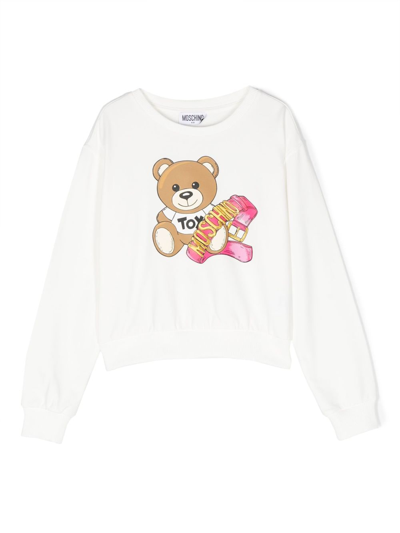 Moschino Kids' Teddy Bear-motif Sweatshirt In White