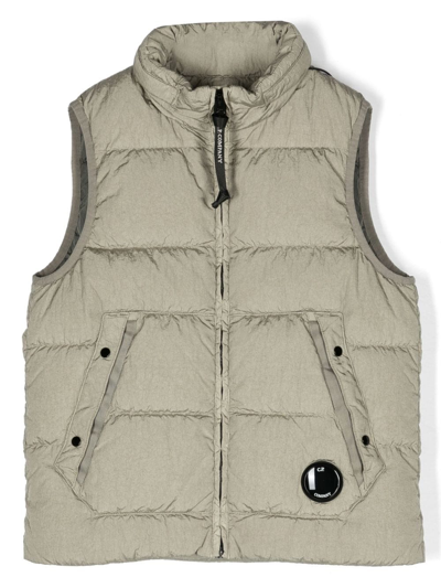 C.p. Company Kids' Lens-detail Padded Gilet In Green