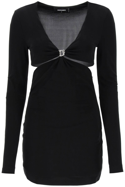 Dsquared2 Cut-out Mini Dress In Jersey In Black