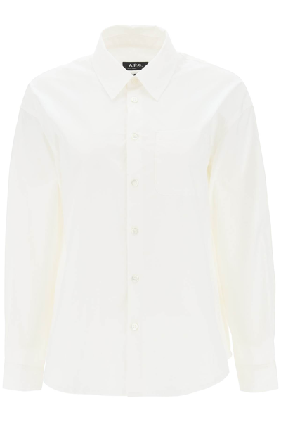 Apc Boyfriend Logo-embroidered Shirt In White