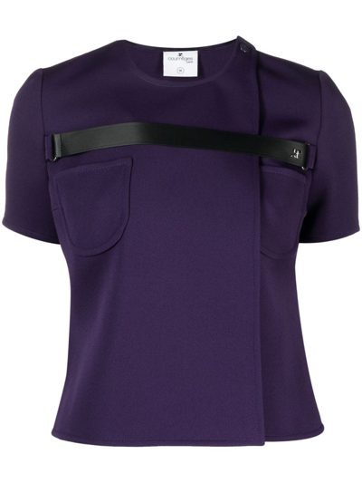 Courrèges Strap-detail Short-sleeve Blouse In Purple