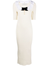 Alessandra Rich Alessandra Drs Midi Scp Nck Ss Cllr W Bow Knt Cttn In White