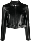 PATRIZIA PEPE PATENT-FINISH CROPPED JACKET