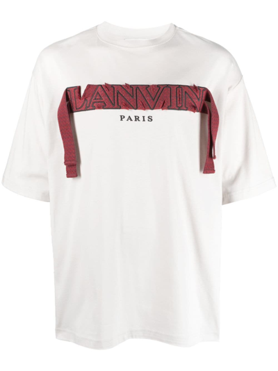 Lanvin Off-white Curb Lace T-shirt In Mastic