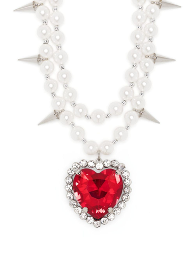 Alessandra Rich Crystal-embellished Necklace In Nude