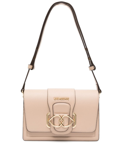Love Moschino Heart-plaque Foldover Shoulder Bag In Pink