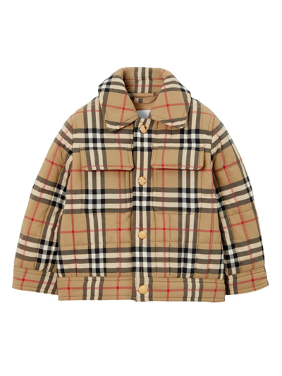 Burberry Babies' Girls Beige Checked Jacket