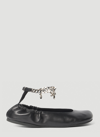 Jw Anderson Logo-charm Leather Ballerina Shoes In Black