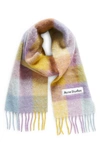Acne Studios Vally Checked Alpaca-blend Scarf In Violet/yellow/blue