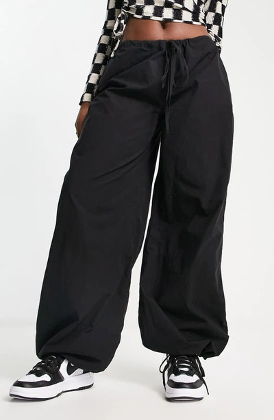 Asos Design Parachute Cargo Pants In Black
