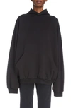 Balenciaga Hoodie With Print On The Back In Washed Black