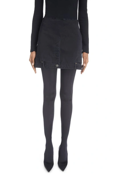Balenciaga Upside-down Denim Miniskirt In Black
