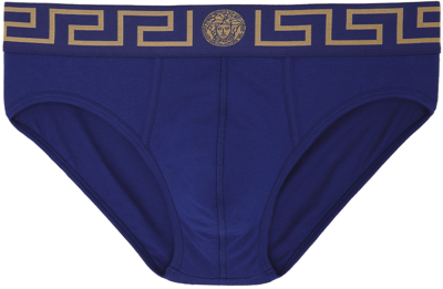 Versace Blue Greca Border Briefs In A85k-bluette-gold