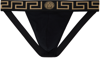 Versace Stretch Cotton Jock Strap With Medusa Greca Logo In Black Gold