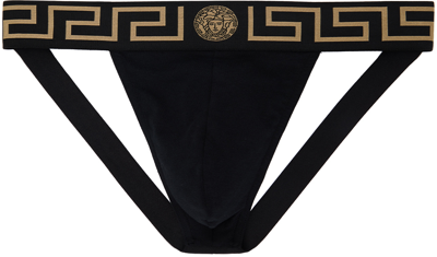 Versace Greca Jockstrap In Black