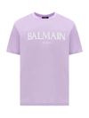 Balmain T-shirt In Lilas Clair/blanc