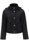 Burberry Black Cropped Quilted Nylon Jacket In Black
