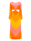 Raquel Diniz Fiona Cutout Striped Satin Maxi Dress In Pink Shades