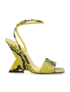 Attico Cheope 110mm Snake-effect Sandals In Fluo Yellow