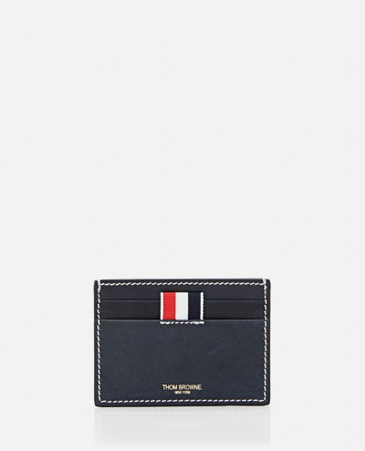 Thom Browne Single Card Holder In Blue