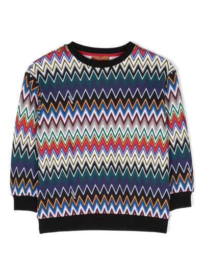 Missoni Kids' Zigzag-print Cottonsweatshirt In Black