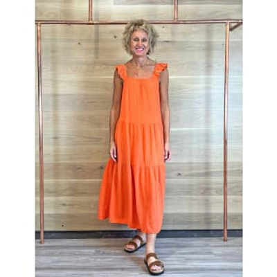 Acl Frill Strap Summer Dress Orange