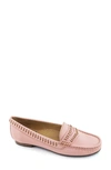 Driver Club Usa Maple Ave Penny Loafer In Baby Pink Nubuck/ Contrast