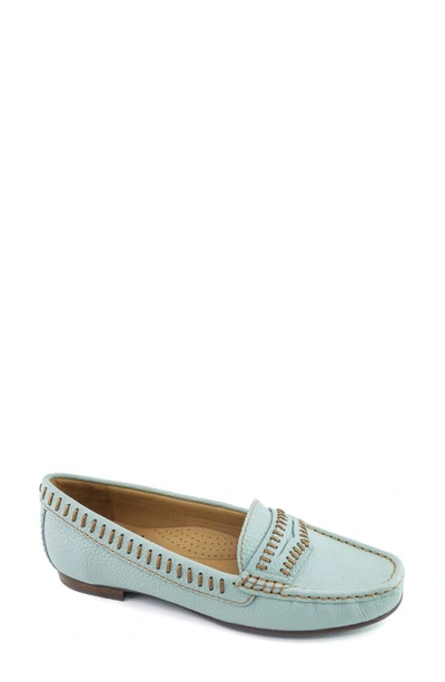 Driver Club Usa Maple Ave Penny Loafer In Aqua Tumbled/ Contrast Stitch