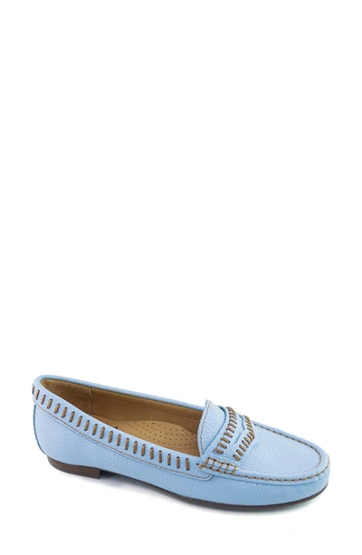 Driver Club Usa Maple Ave Penny Loafer In Baby Blue Tumbled/ Contrast