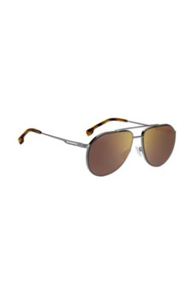 Hugo Boss Fork-temple Sunglasses With Havana End Tips Men's Eyewear In Brown