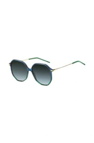 Hugo Boss Tubular-temple Sunglasses With Blue-green Frames Women's Eyewear In Multi