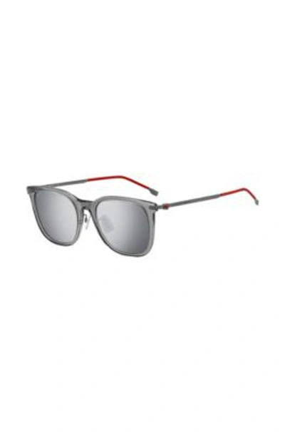 Hugo Boss Gray-acetate Sunglasses With Red Accents Men's Eyewear In Assorted-pre-pack