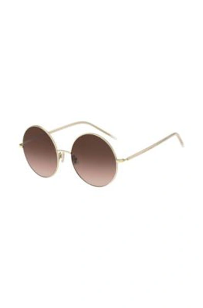 Hugo Boss Round Sunglasses In Gold-tone Titanium Women's Eyewear