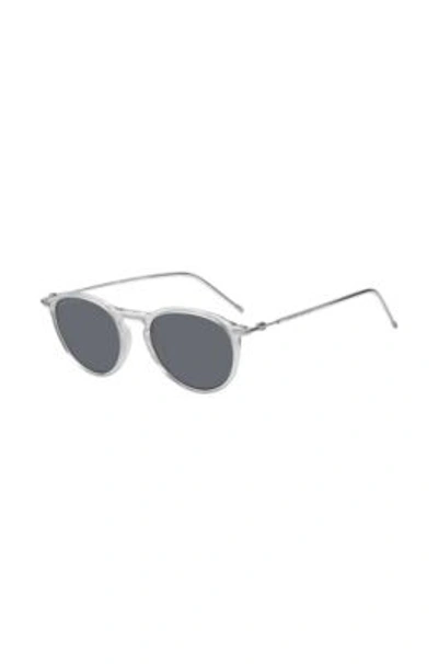 Hugo Boss Clear-acetate Sunglasses With Plastic Sleeves Men's Eyewear In Gray