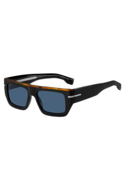 Hugo Boss Black-acetate Sunglasses With Colored Trim Men's Eyewear In Brown
