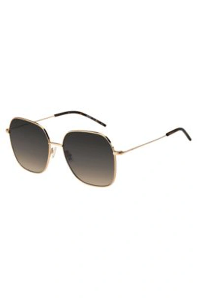 Hugo Boss Steel Sunglasses With Branded Temples Women's Eyewear In Gold