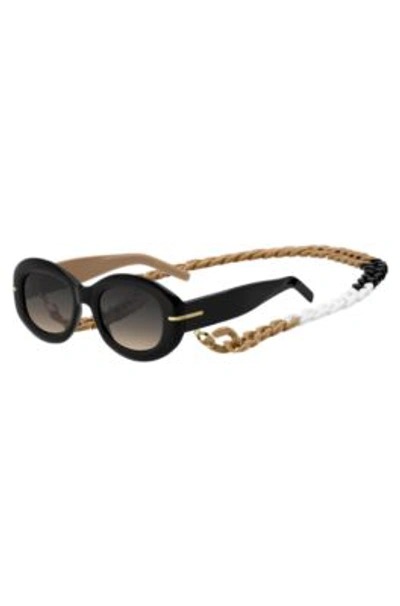 Hugo Boss Black-acetate Sunglasses With Chain Strap Women's Eyewear