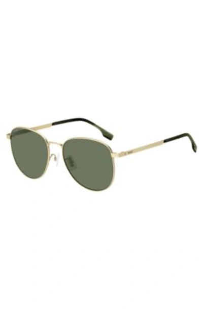 Hugo Boss Gold-tone Sunglasses With Titanium Temples Men's Eyewear