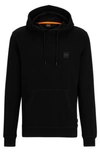 Hugo Boss Cotton-terry Hoodie With Logo Patch In Black