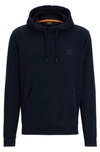 Hugo Boss French-terry-cotton Hooded Sweatshirt With Logo Patch In Dark Blue