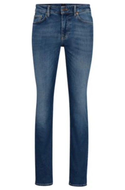 Hugo Boss Slim-fit Jeans In Dark-blue Comfort-stretch Denim