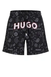 HUGO SWIM SHORTS WITH LOGO AND PAISLEY PRINT