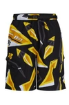 Hugo Boss Quick-drying Swim Shorts In Seasonal-print Recycled Fabric In Light Yellow