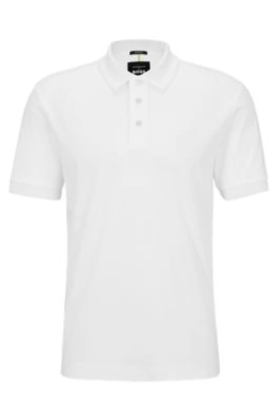 Hugo Boss Porsche X Boss Mercerized-cotton Slim-fit Polo Shirt In White