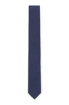 Hugo Boss Dot-printed Tie In Cotton And Wool In Dark Blue