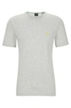 Hugo Boss Regular-fit Logo T-shirt In Organic Cotton In Light Grey
