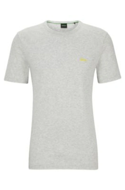 Hugo Boss Regular-fit Logo T-shirt In Organic Cotton In Grey