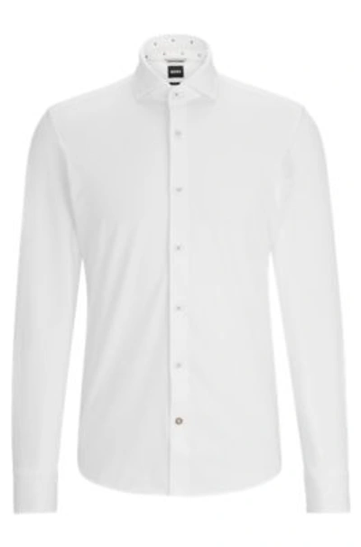 Hugo Boss Men's Casual-fit Shirt In Stretch Cotton In White